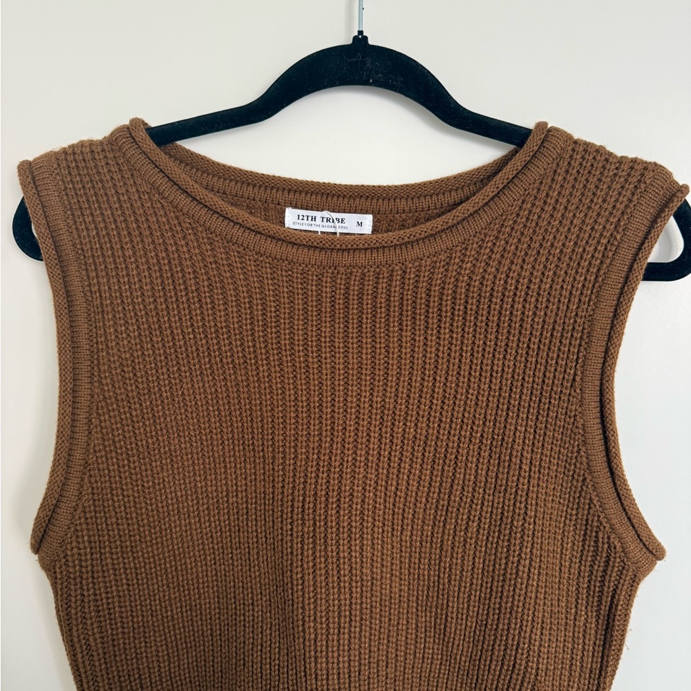 12th Tribe Warm Brown Knit Top